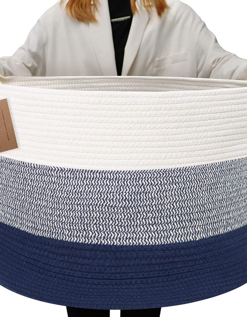 Load image into Gallery viewer, Large Cotton Woven Basket,22&quot;x22&quot;x14&quot; Rope Basket (3-Toned Blue)
