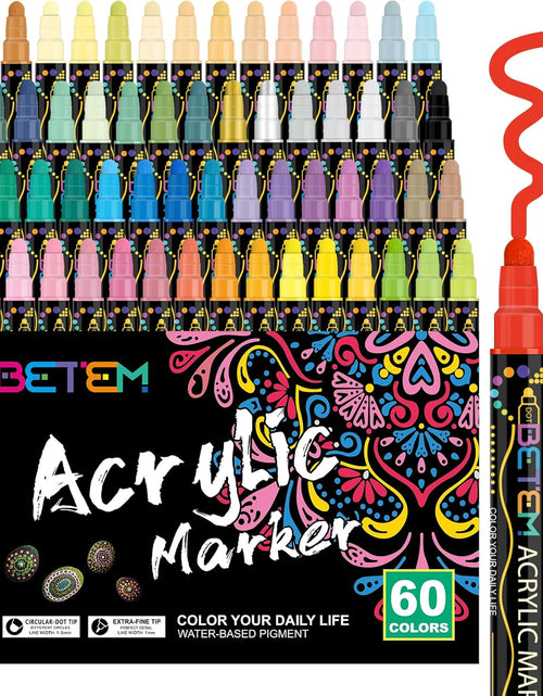 Load image into Gallery viewer, 60 Colors Dual Tip Acrylic Paint Pens Markers, Premium Acrylic Paint Pens
