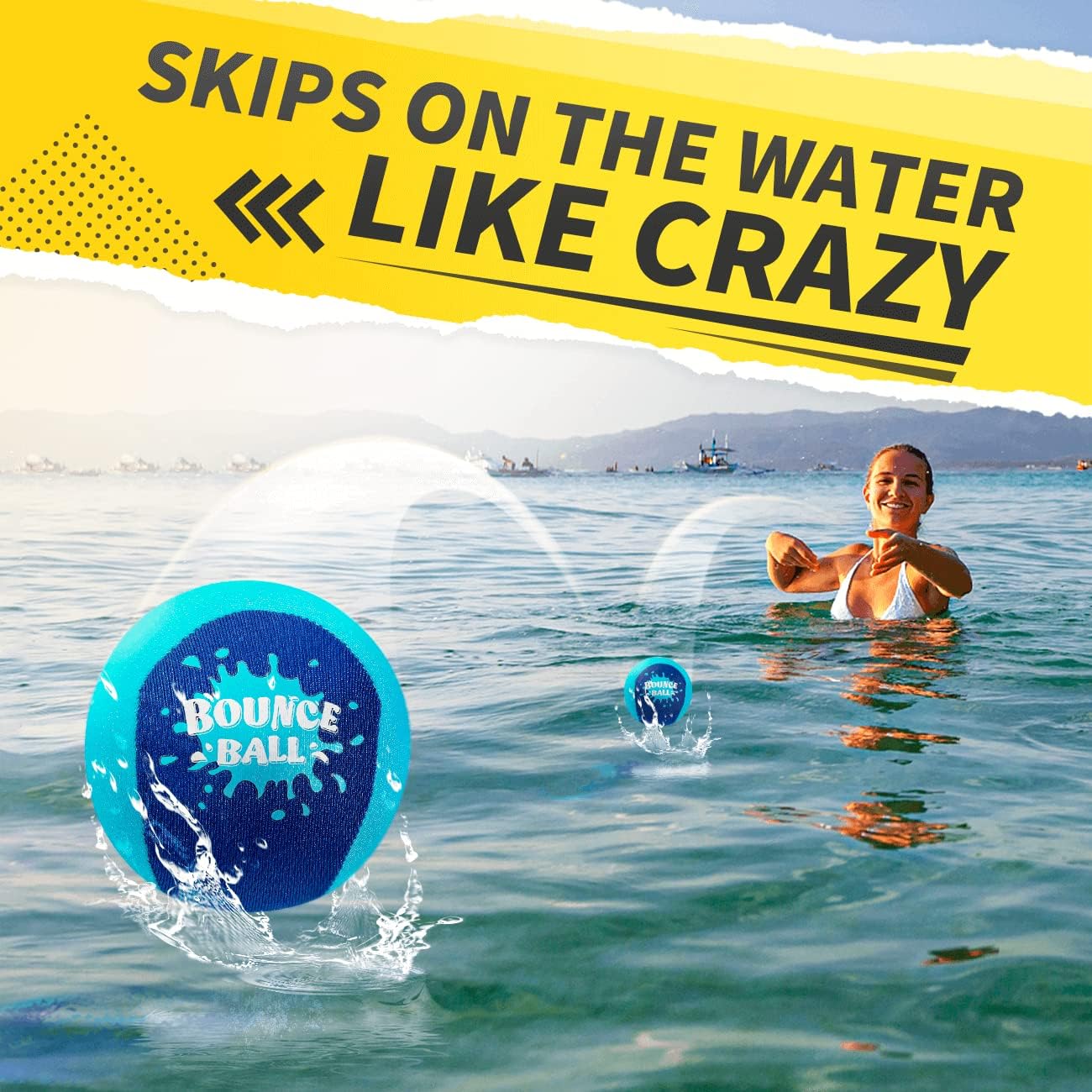 2-Pack Bounce Balls | Water Bouncing Balls Beach Balls & Grip Ball