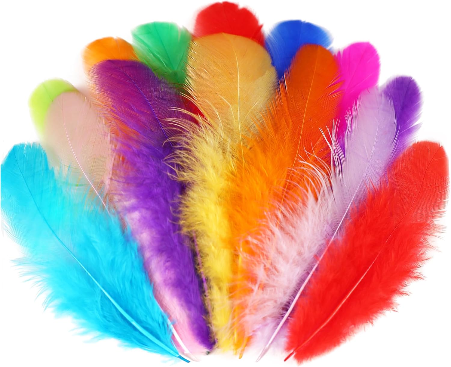 300pcs 3-5inch Colored Feathers Bulk for Kindergarten DIY Crafts