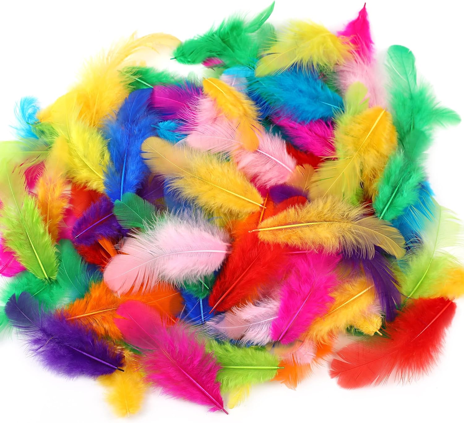 300pcs 3-5inch Colored Feathers Bulk for Kindergarten DIY Crafts