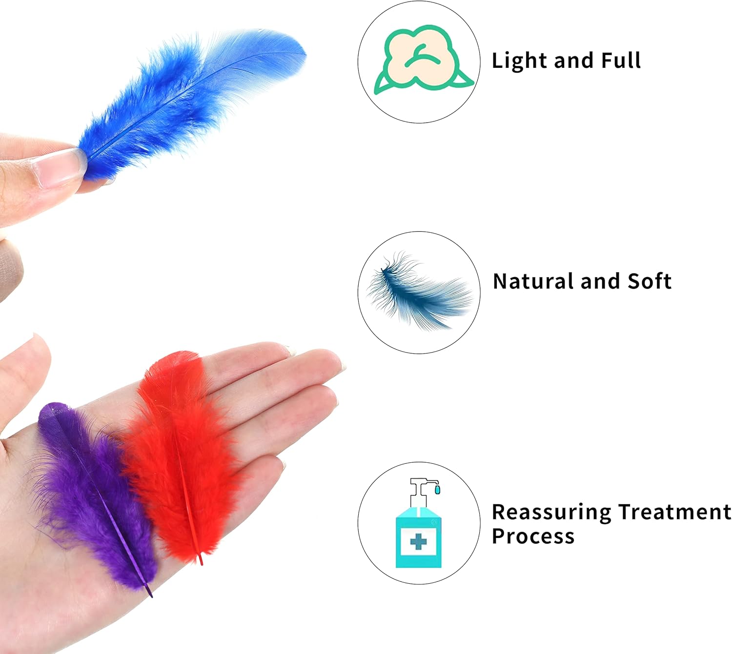 300pcs 3-5inch Colored Feathers Bulk for Kindergarten DIY Crafts