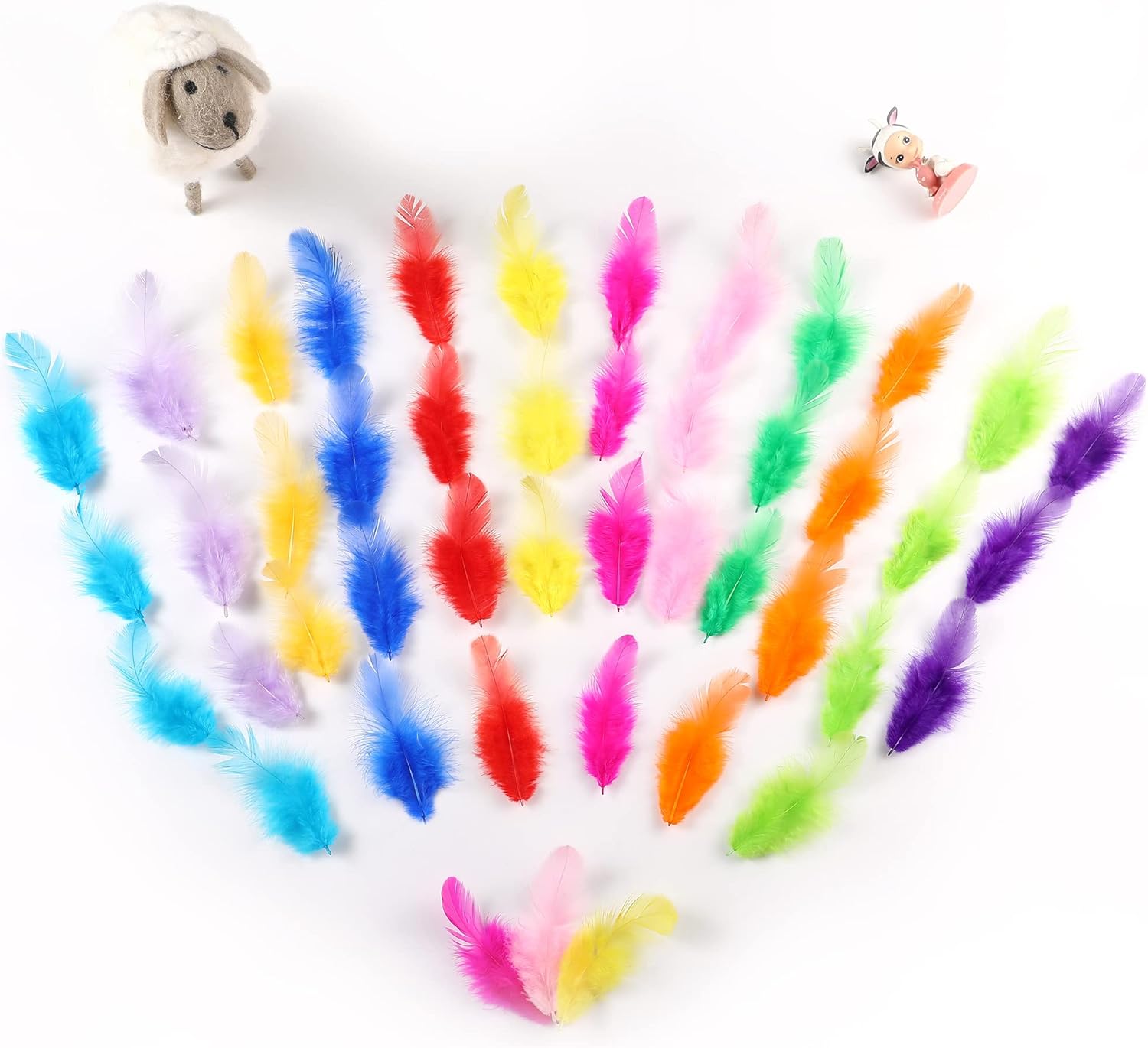 300pcs 3-5inch Colored Feathers Bulk for Kindergarten DIY Crafts