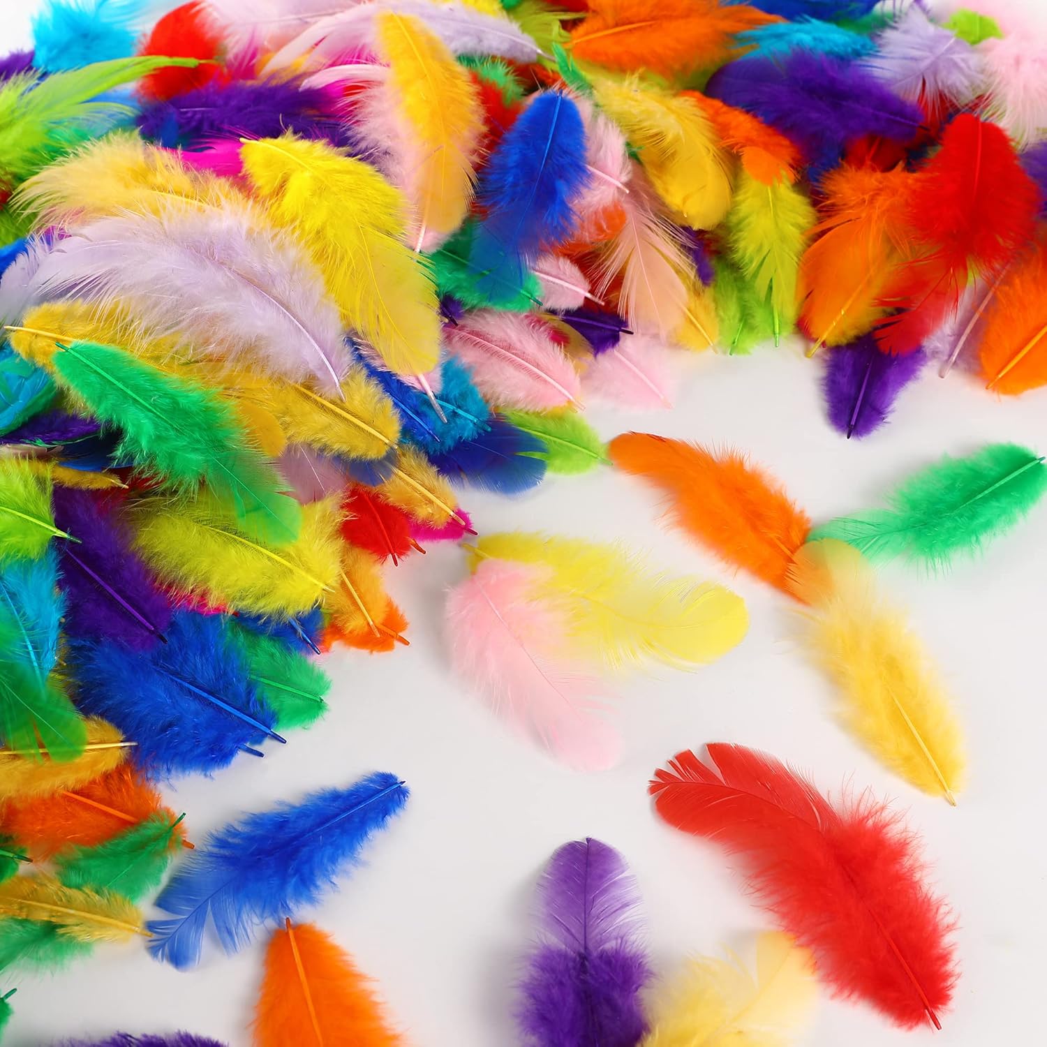 300pcs 3-5inch Colored Feathers Bulk for Kindergarten DIY Crafts