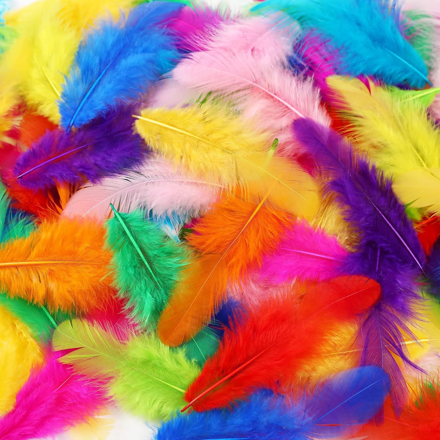 300pcs 3-5inch Colored Feathers Bulk for Kindergarten DIY Crafts