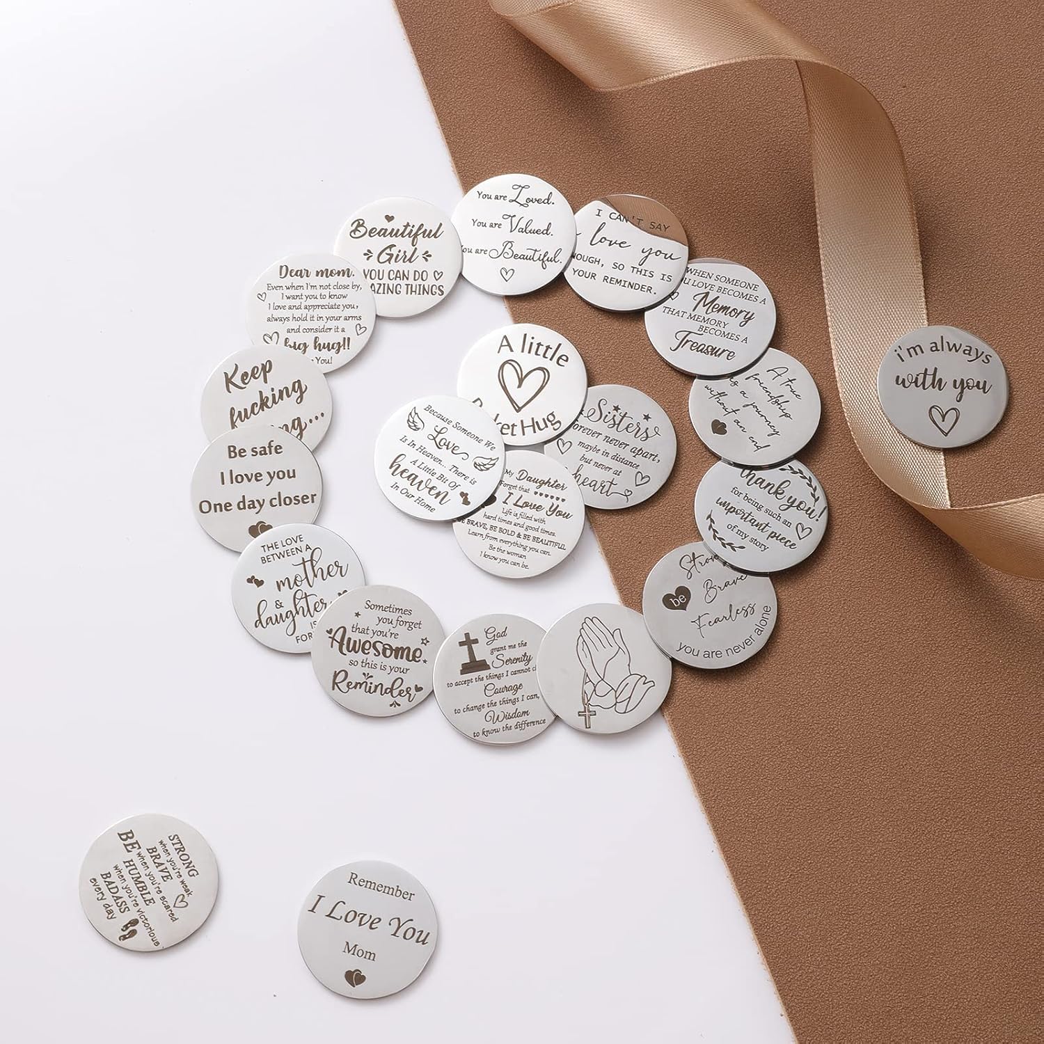 Pocket Hug Token Long Distance Relationship Keepsake, Double Sided Message Engraved