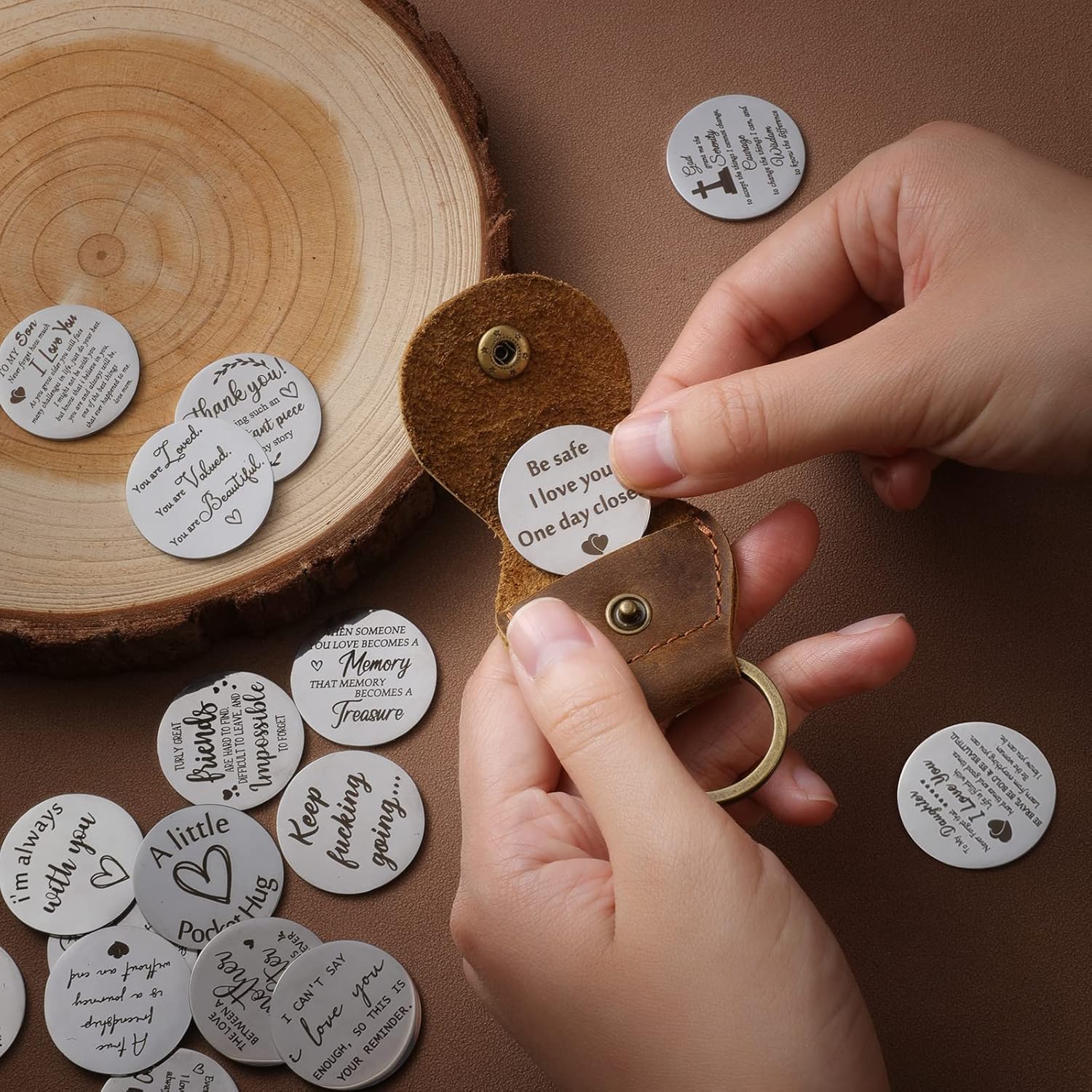 Pocket Hug Token Long Distance Relationship Keepsake, Double Sided Message Engraved