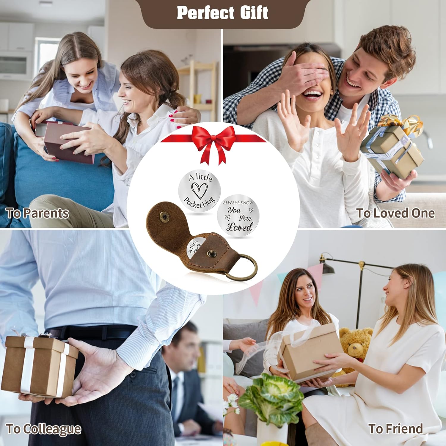 Pocket Hug Token Long Distance Relationship Keepsake, Double Sided Message Engraved