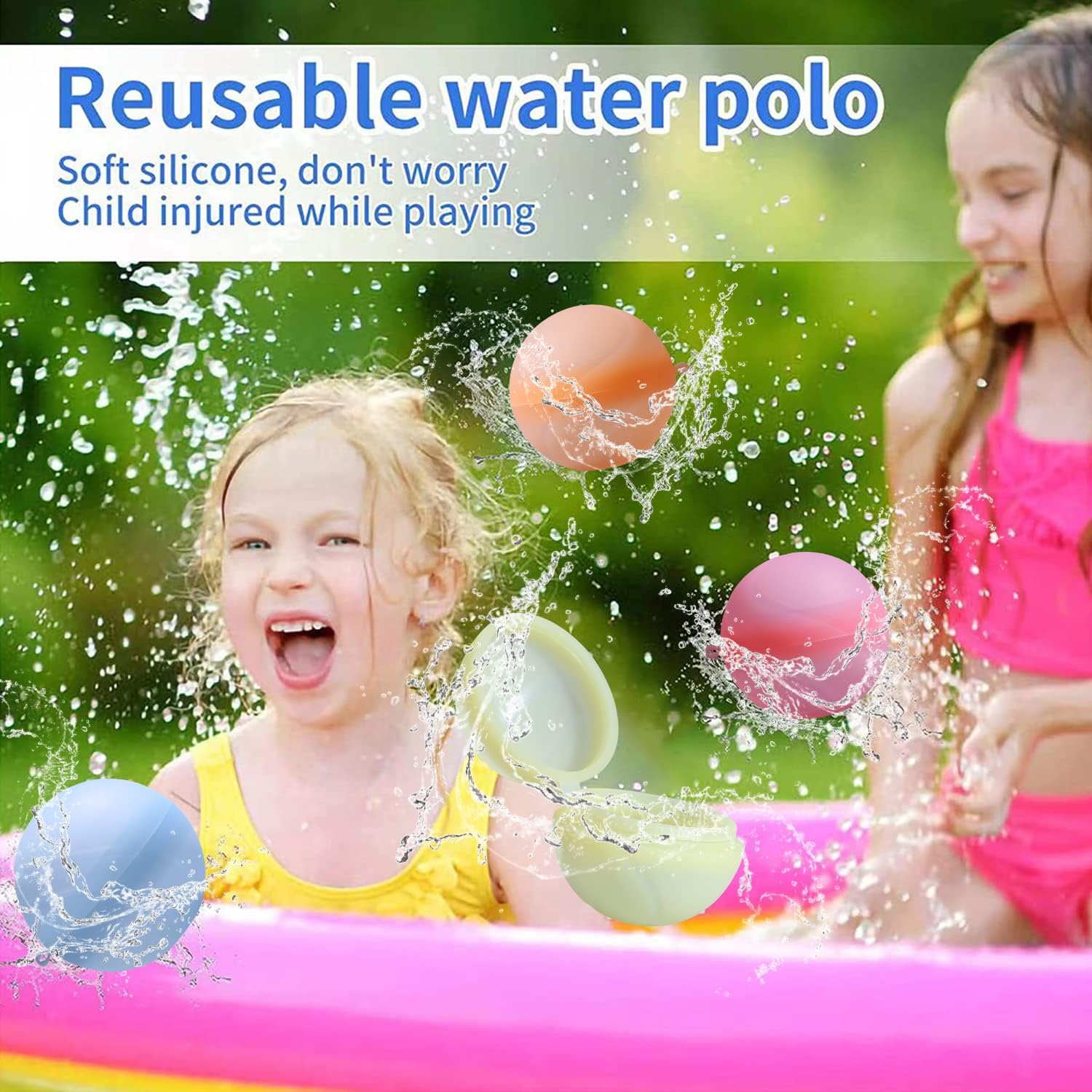 Reusable Water Balloons Water Balls Latex-Free with Portable Mesh Bag Summer (24 Pack)