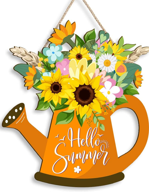 Load image into Gallery viewer, Sunflower Door Sign for Front Door - Welcome Summer Hanging Sign
