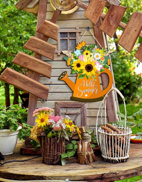 Load image into Gallery viewer, Sunflower Door Sign for Front Door - Welcome Summer Hanging Sign
