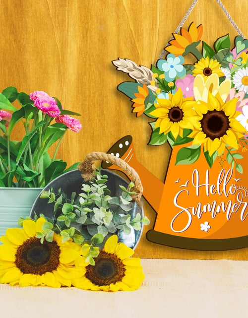 Load image into Gallery viewer, Sunflower Door Sign for Front Door - Welcome Summer Hanging Sign
