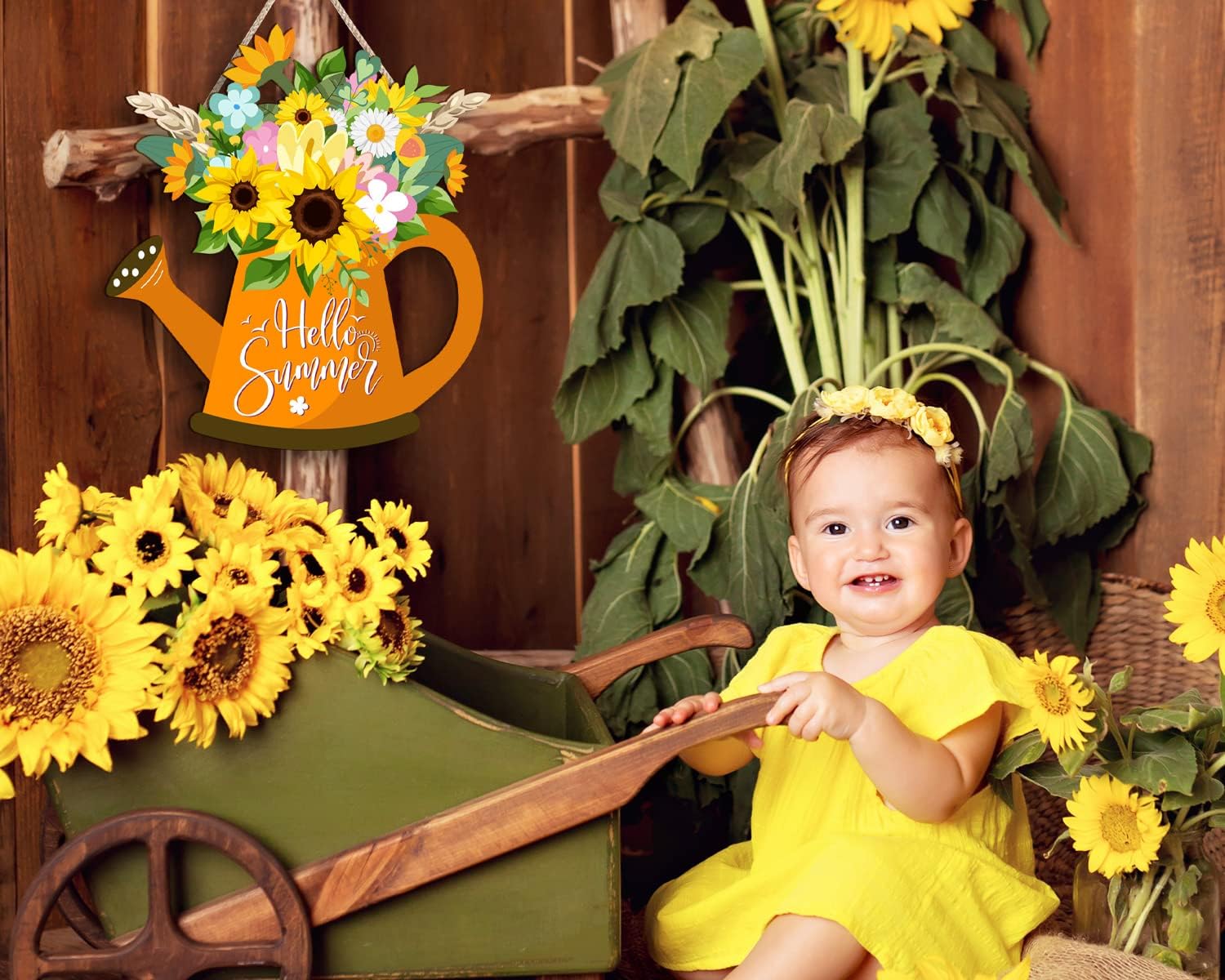 Sunflower Door Sign for Front Door - Welcome Summer Hanging Sign