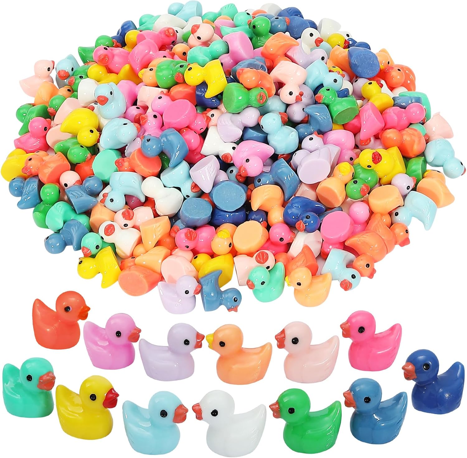 130 Pcs Mini Ducks Bulk Resin Duck Figurines for Miniature Landscape Garden