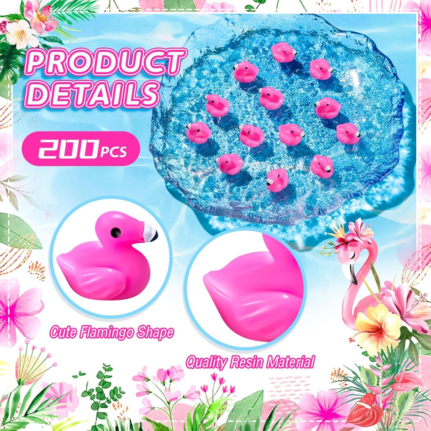 100Pcs Mini Resin Flamingo Ducks, Flamingo Tiny Ducks, Cute Flamingo Figurines