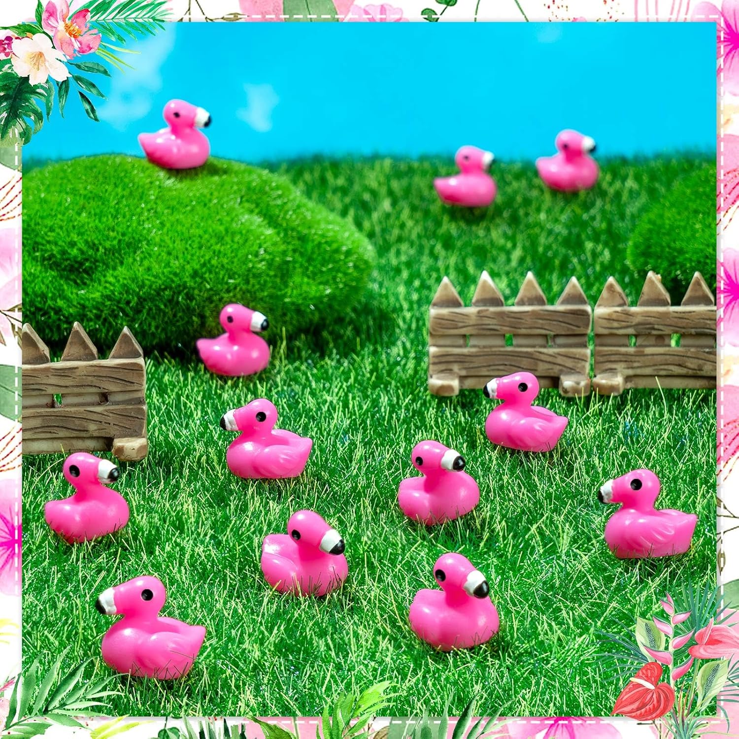 100Pcs Mini Resin Flamingo Ducks, Flamingo Tiny Ducks, Cute Flamingo Figurines