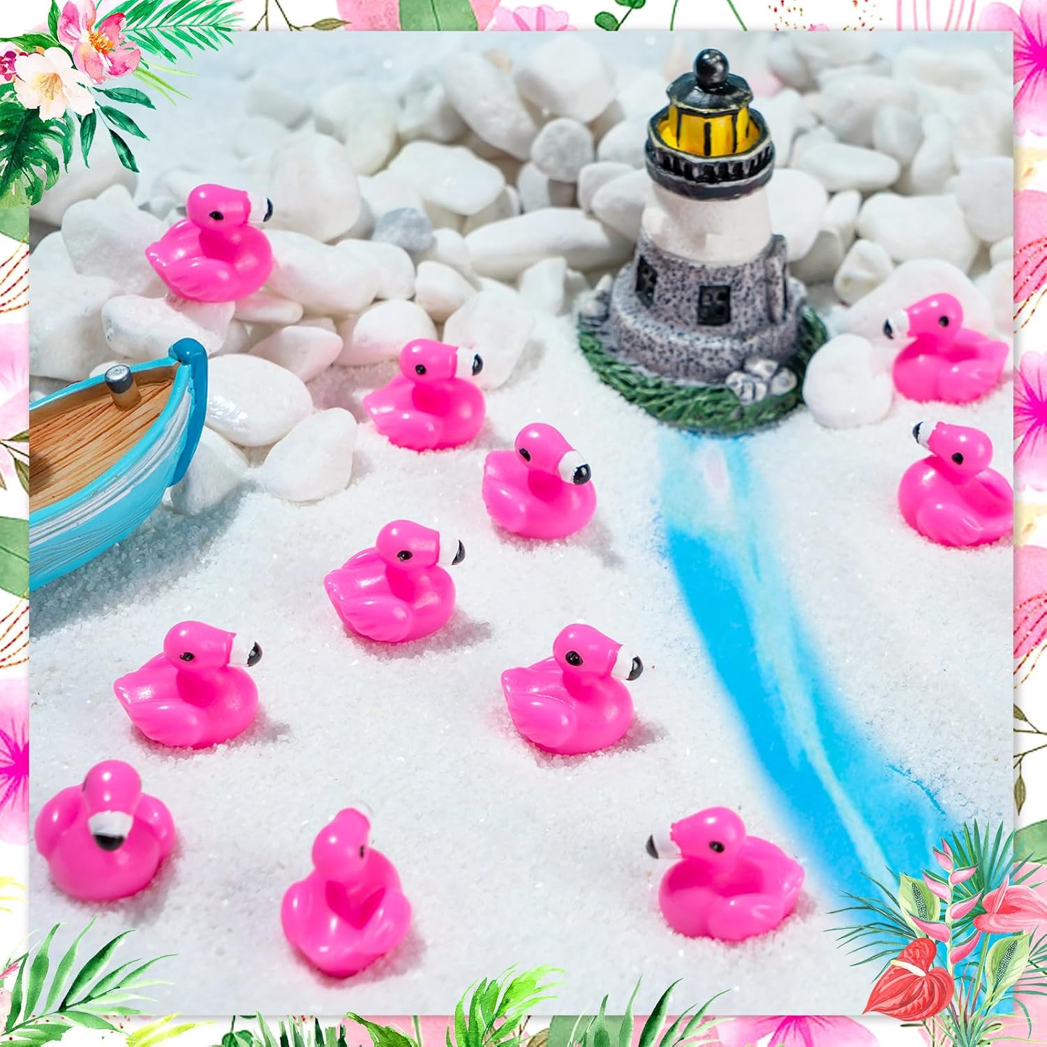 100Pcs Mini Resin Flamingo Ducks, Flamingo Tiny Ducks, Cute Flamingo Figurines