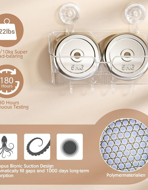 Load image into Gallery viewer, Clear Shower Caddy Suction Cup, No Drilling Removable Shower Shelf | Max Hold 22lbs
