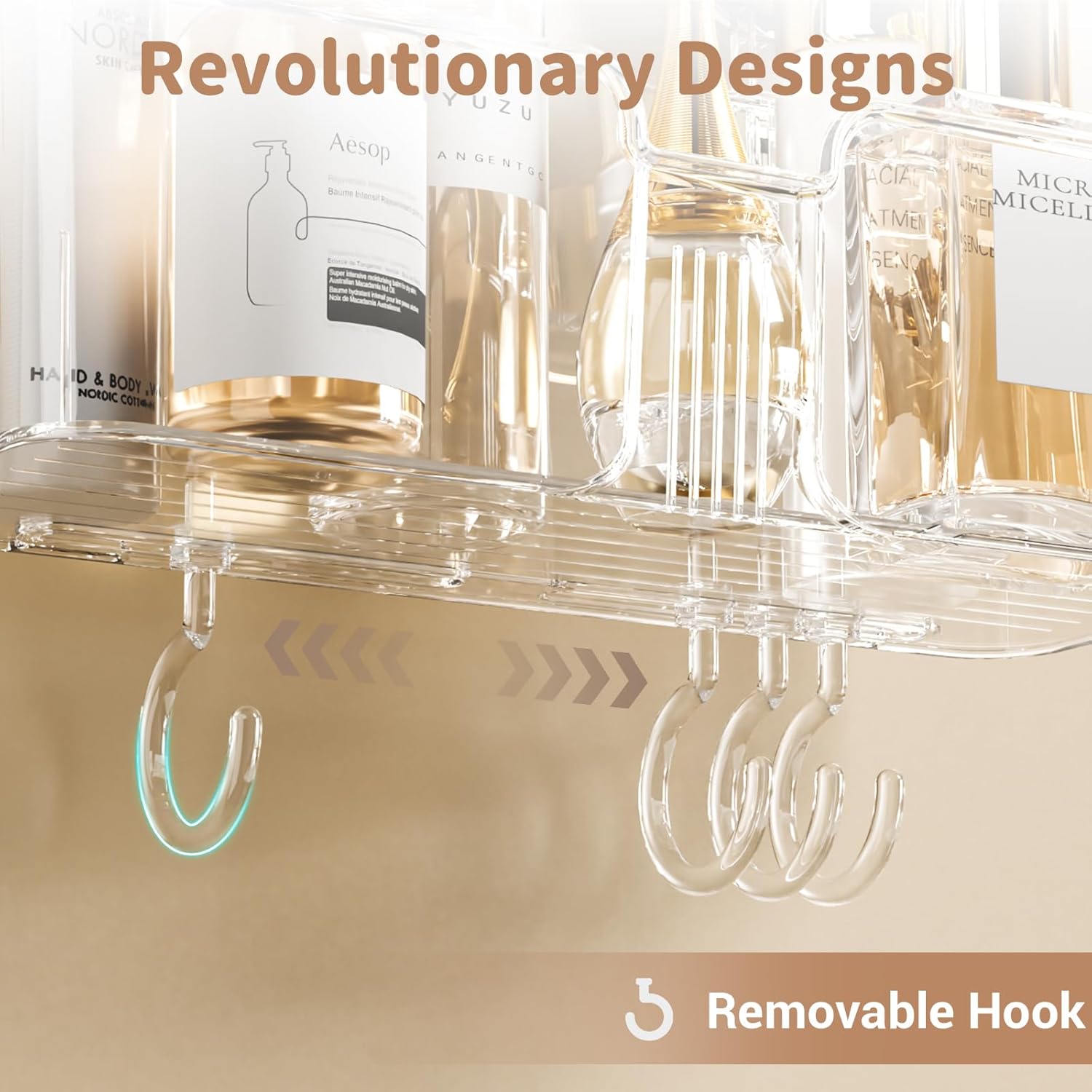 Clear Shower Caddy Suction Cup, No Drilling Removable Shower Shelf | Max Hold 22lbs