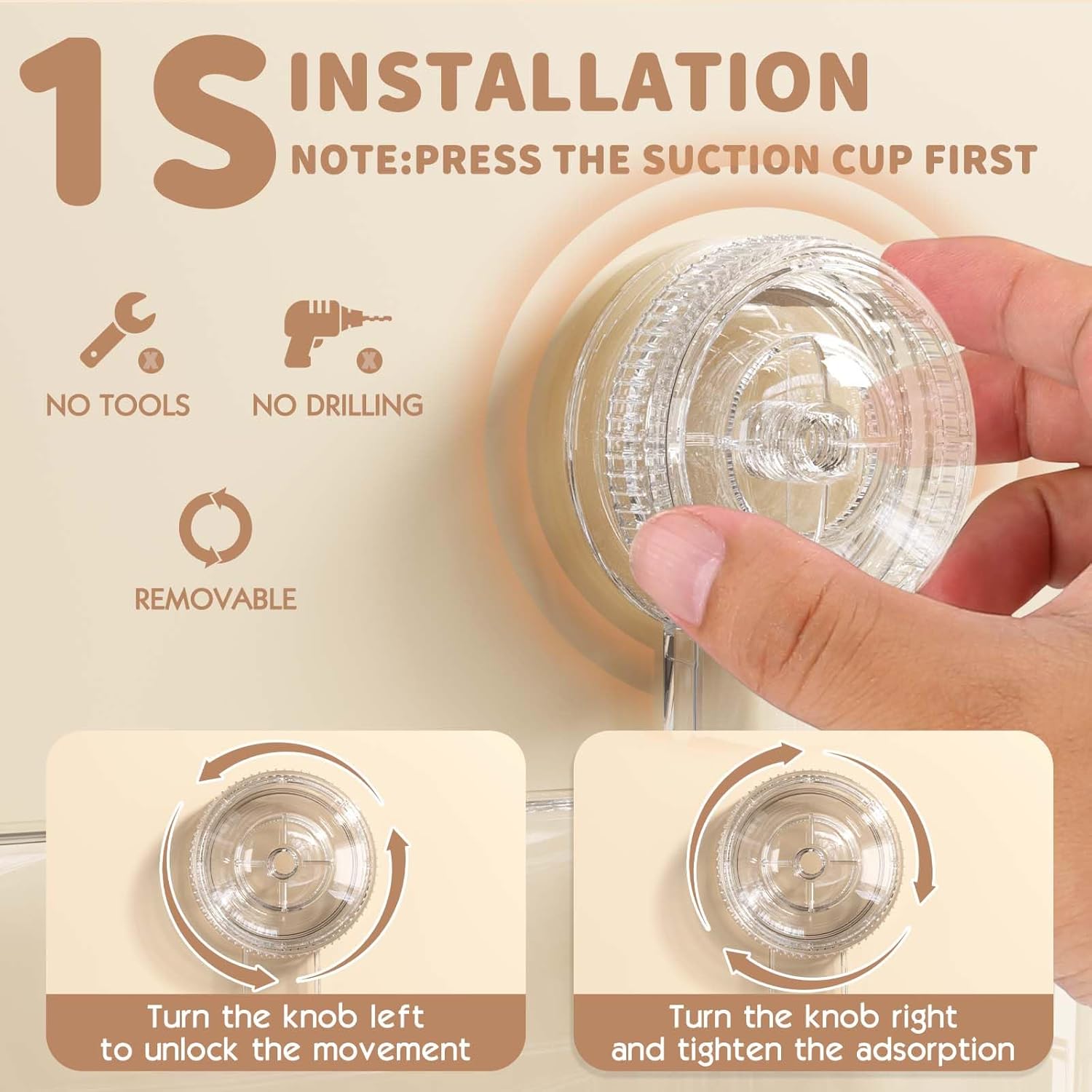 Clear Shower Caddy Suction Cup, No Drilling Removable Shower Shelf | Max Hold 22lbs