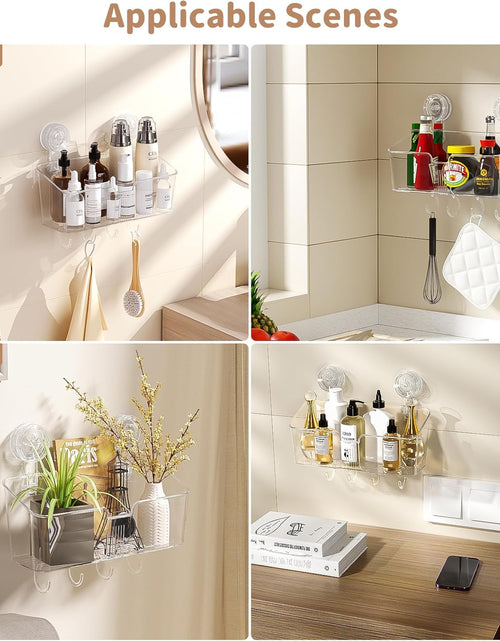 Load image into Gallery viewer, Clear Shower Caddy Suction Cup, No Drilling Removable Shower Shelf | Max Hold 22lbs
