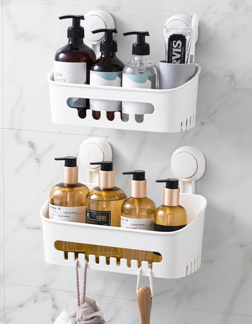 Load image into Gallery viewer, 2 Pack Shower Caddy Suction Cup Shower Organizer Removable Bathroom Shelf | Max Hold 22lbs
