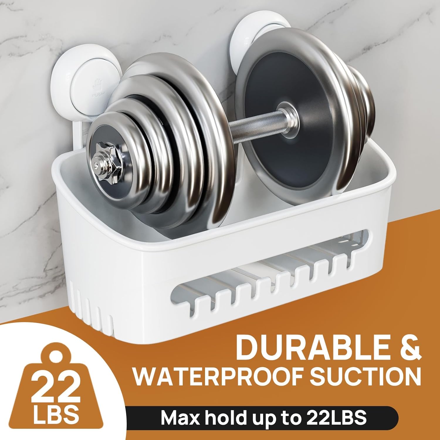 2 Pack Shower Caddy Suction Cup Shower Organizer Removable Bathroom Shelf | Max Hold 22lbs