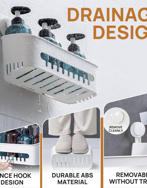 Load image into Gallery viewer, 2 Pack Shower Caddy Suction Cup Shower Organizer Removable Bathroom Shelf | Max Hold 22lbs
