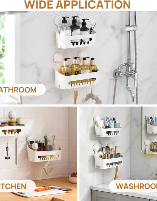Load image into Gallery viewer, 2 Pack Shower Caddy Suction Cup Shower Organizer Removable Bathroom Shelf | Max Hold 22lbs
