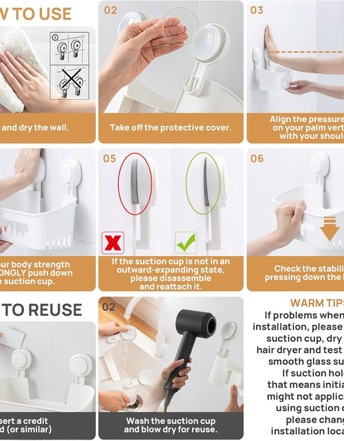 Load image into Gallery viewer, 2 Pack Shower Caddy Suction Cup Shower Organizer Removable Bathroom Shelf | Max Hold 22lbs
