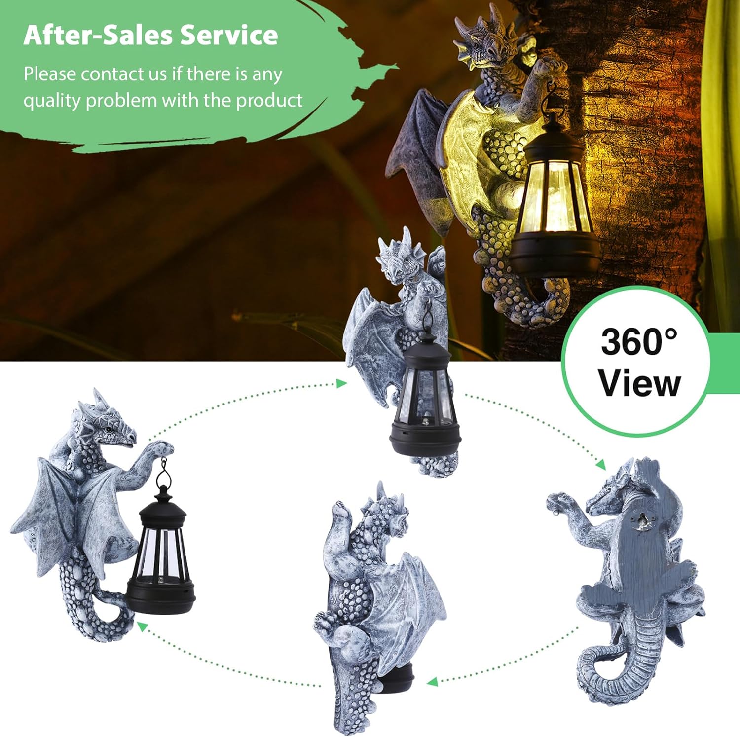 9.3 Inch Resin Dragon Decor for Outdoor, Perfect Garden Gift & Yard Decor