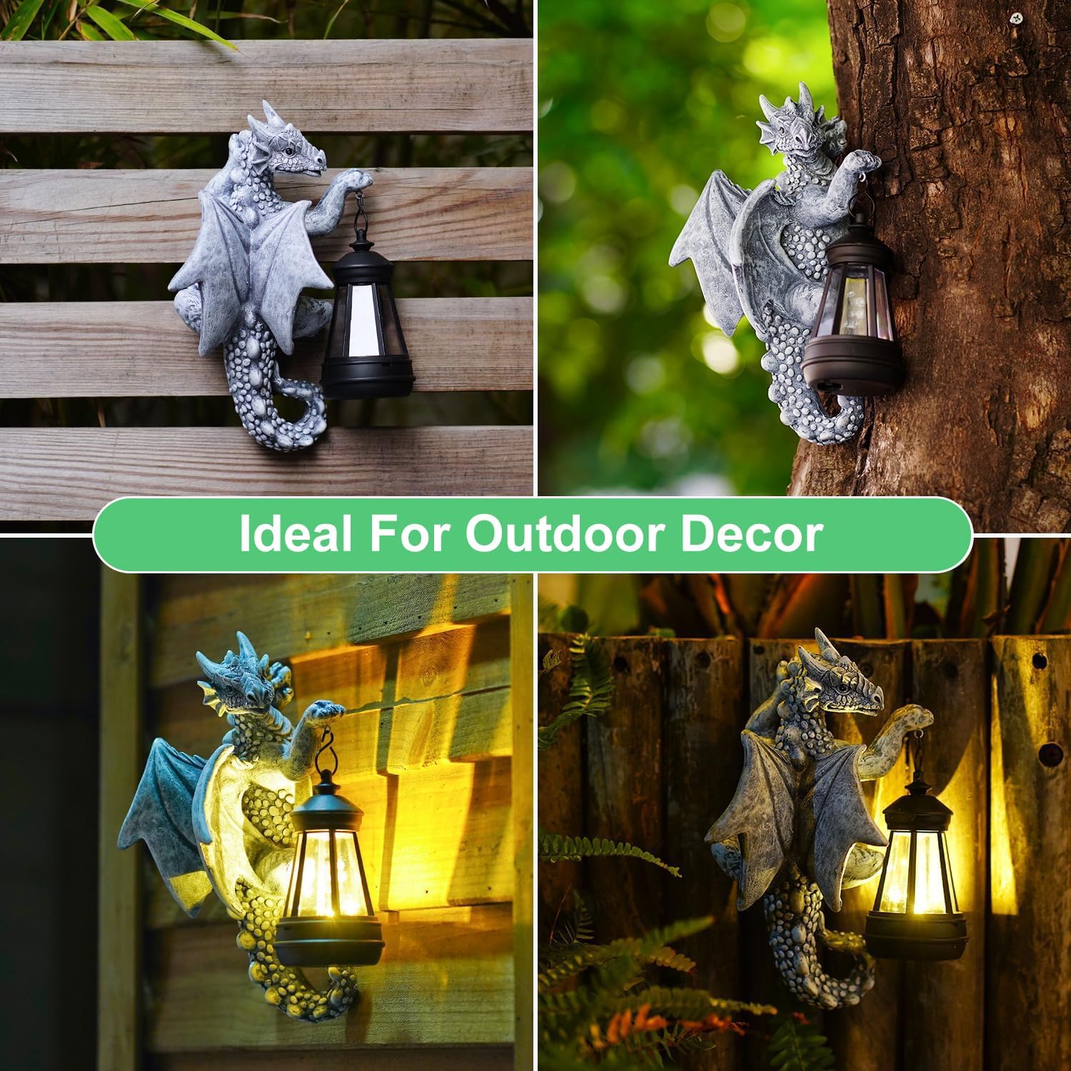 9.3 Inch Resin Dragon Decor for Outdoor, Perfect Garden Gift & Yard Decor