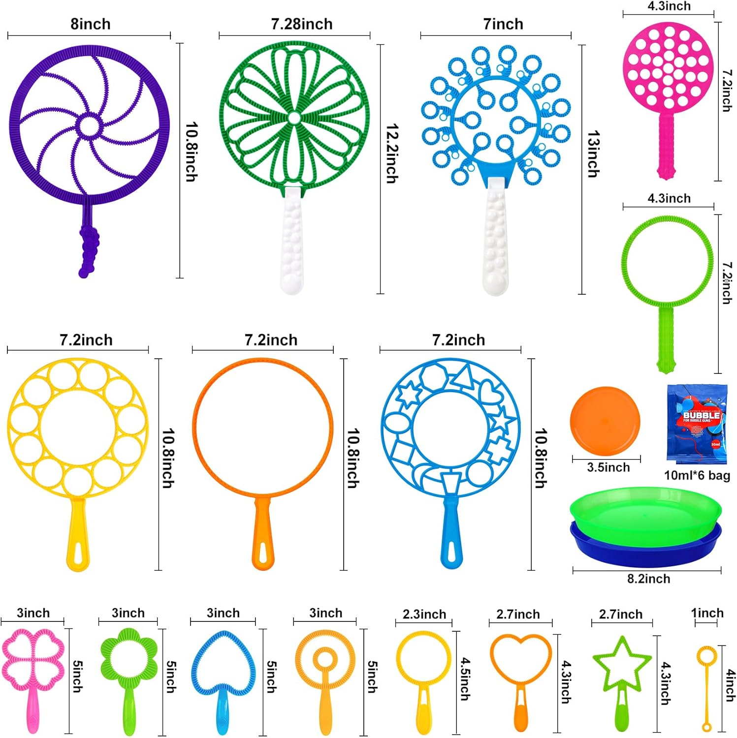 25 PCS Big Bubble Wands Set with Tray Solution, Giant Bubbles Wands Toys