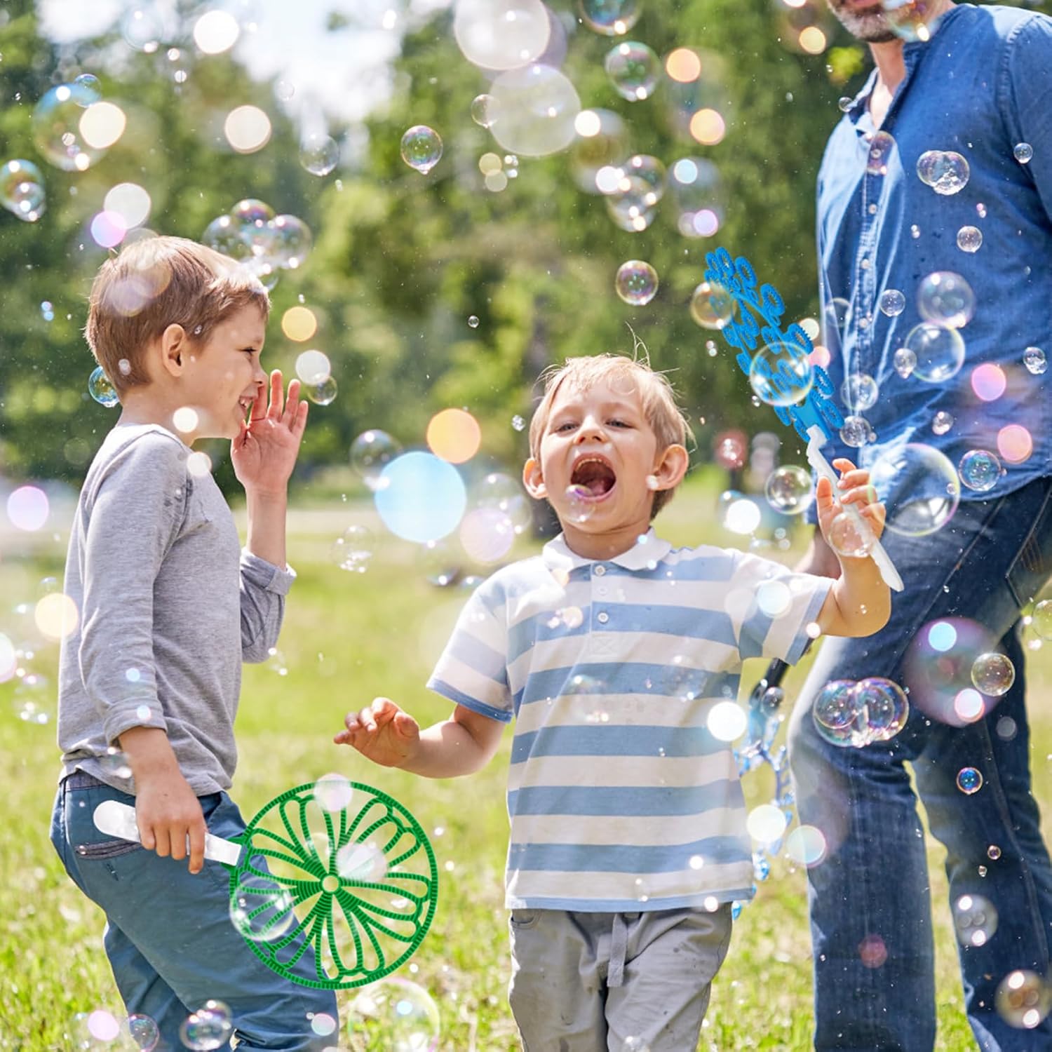 25 PCS Big Bubble Wands Set with Tray Solution, Giant Bubbles Wands Toys