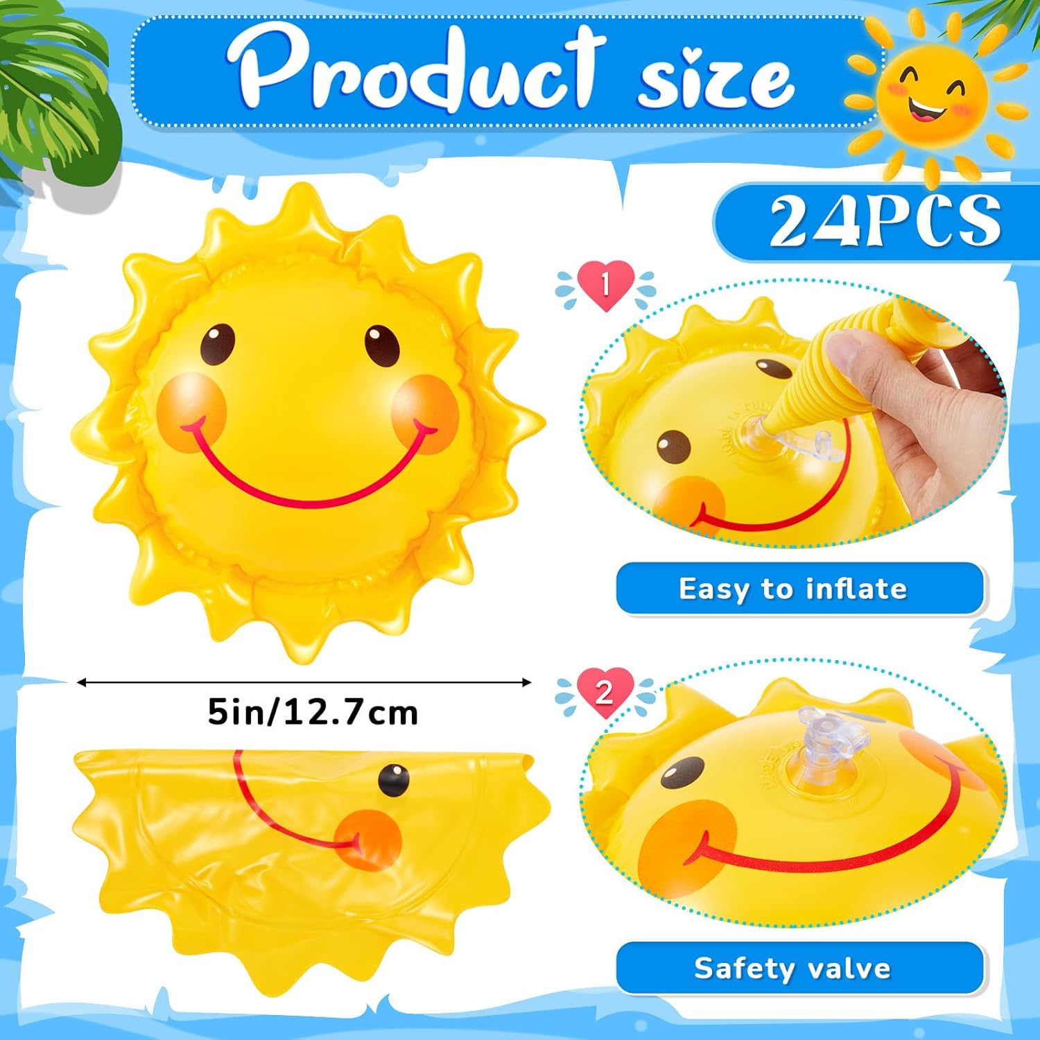 24 Pcs Inflatable Beach Balls for Kids Beach Balls for Summer Pool Games (5 Inches)
