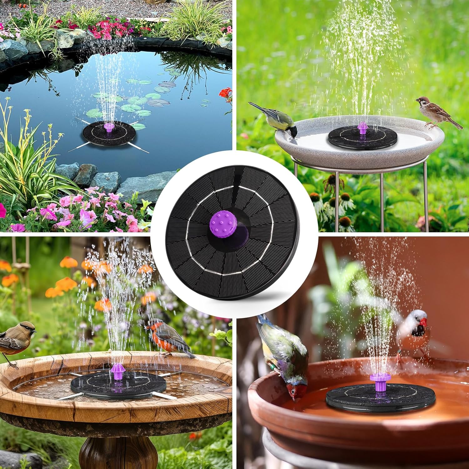 3.5W Solar Bird Bath Fountain Pump, Solar Powered Water Pump, Outdoor Water Fountain with 8-in-1 Nozzles