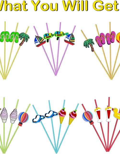 Load image into Gallery viewer, 28pcs Pool Party Themed Reusable Crazy straws，Summer Beach Party With 2 Cleaning Brushes
