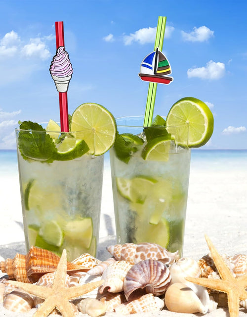 Load image into Gallery viewer, 28pcs Pool Party Themed Reusable Crazy straws，Summer Beach Party With 2 Cleaning Brushes
