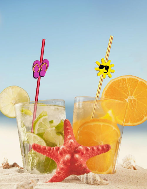 Load image into Gallery viewer, 28pcs Pool Party Themed Reusable Crazy straws，Summer Beach Party With 2 Cleaning Brushes
