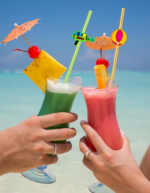 Load image into Gallery viewer, 28pcs Pool Party Themed Reusable Crazy straws，Summer Beach Party With 2 Cleaning Brushes
