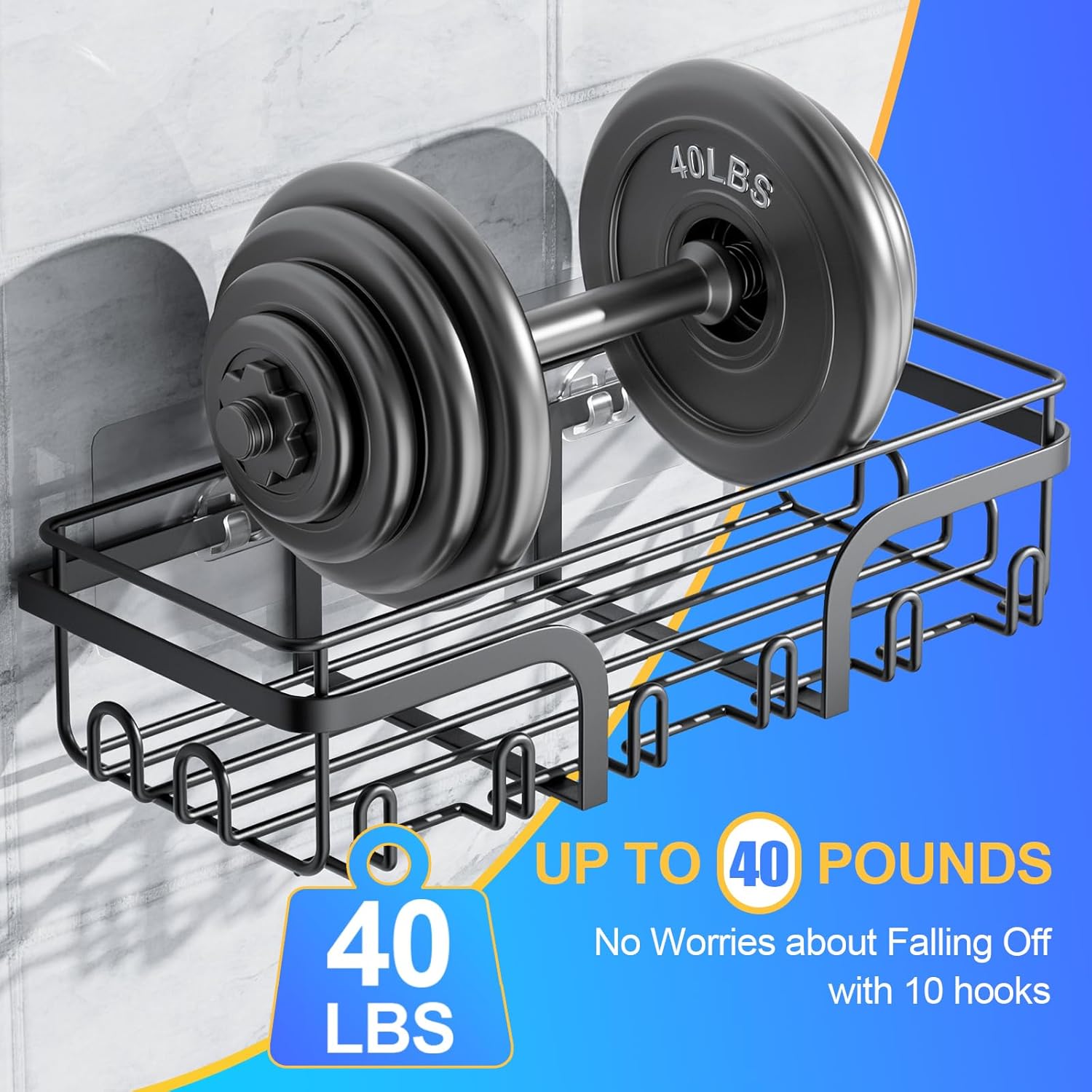 5 Pack No Drilling Shelves, Rustproof Stainless Steel Bath Organizers, Large Capacity