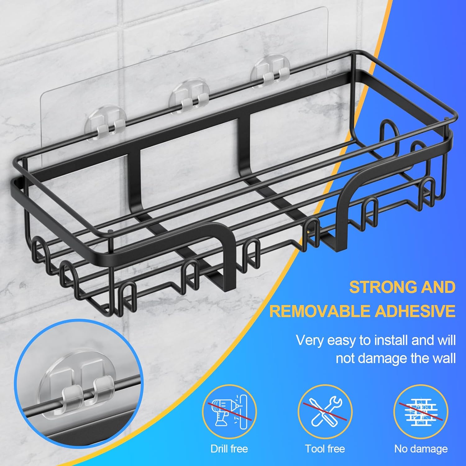 5 Pack No Drilling Shelves, Rustproof Stainless Steel Bath Organizers, Large Capacity