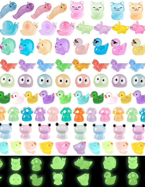 Load image into Gallery viewer, 90 PCS Mini Resin Animal Figurines Glow in The Dark Miniature Figurines
