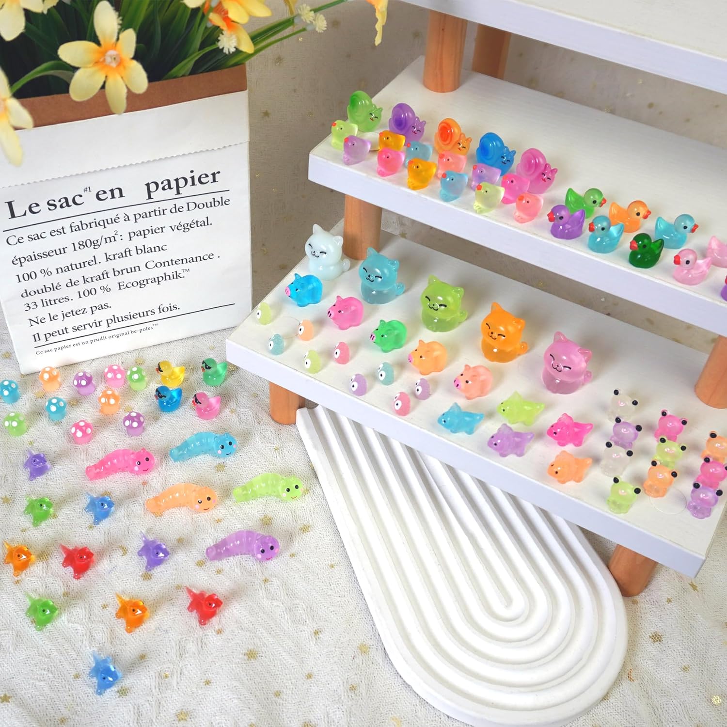 90 PCS Mini Resin Animal Figurines Glow in The Dark Miniature Figurines