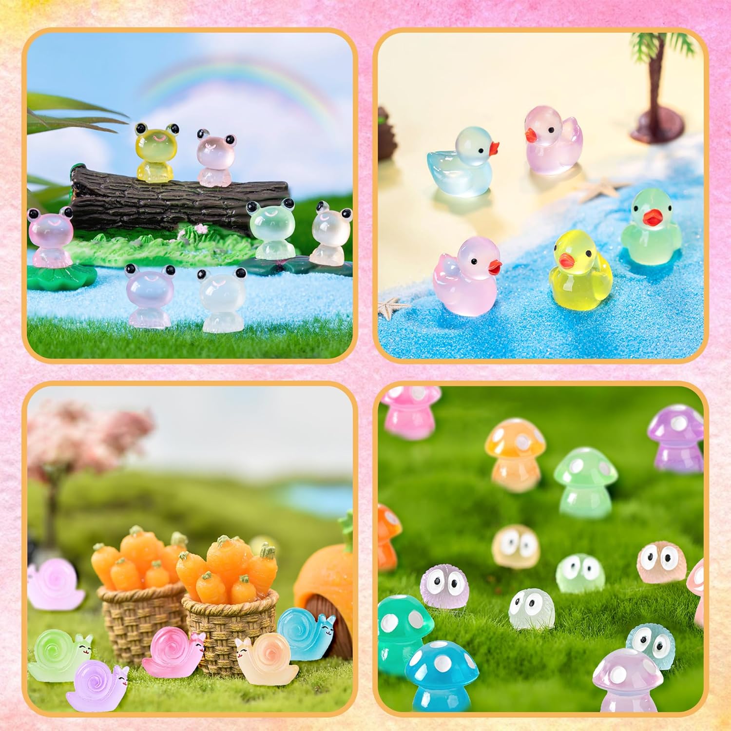 90 PCS Mini Resin Animal Figurines Glow in The Dark Miniature Figurines