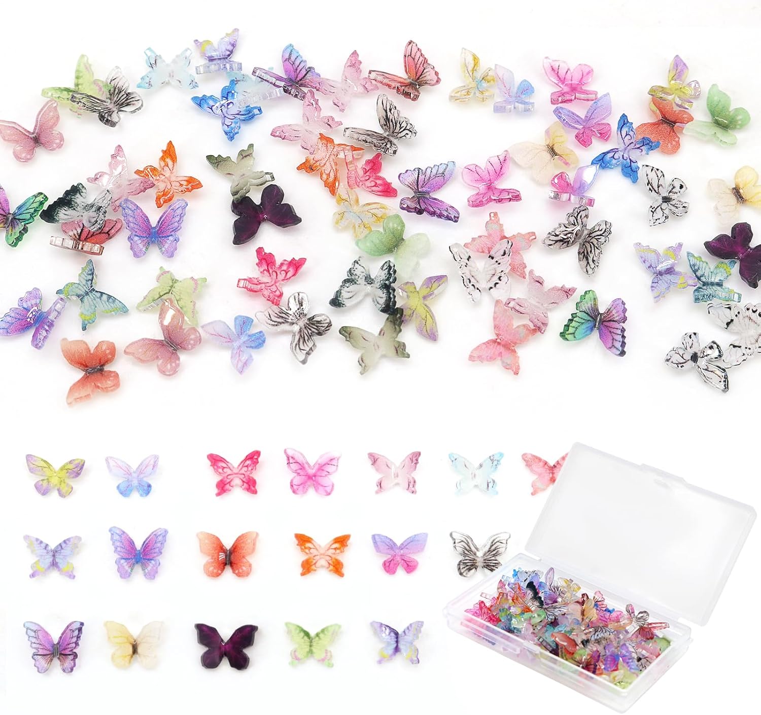 60Pcs Mini Resin Butterflies, Miniature Mini Resin Animals Figurines for DIY Fairy Garden