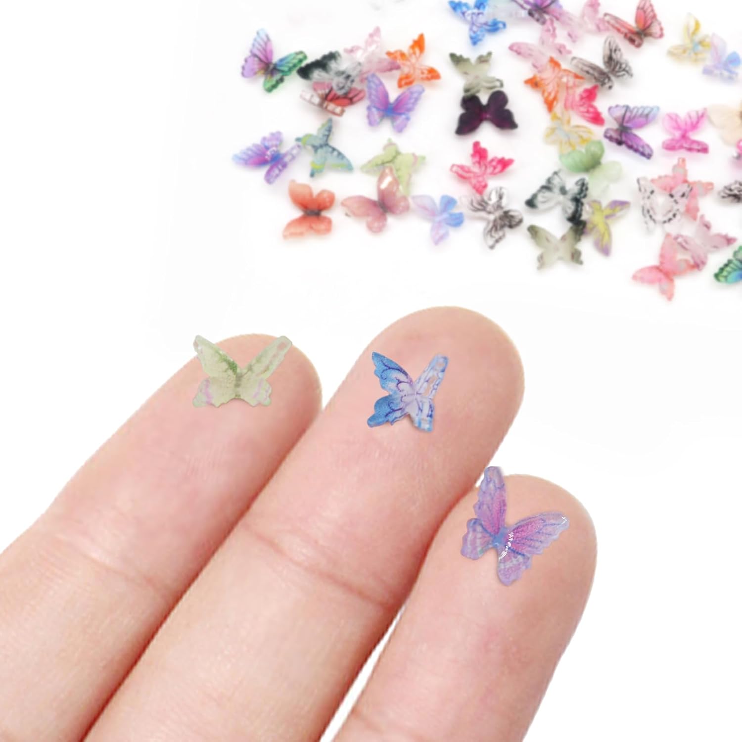 60Pcs Mini Resin Butterflies, Miniature Dollhouse Accessories Tiny Butterflies