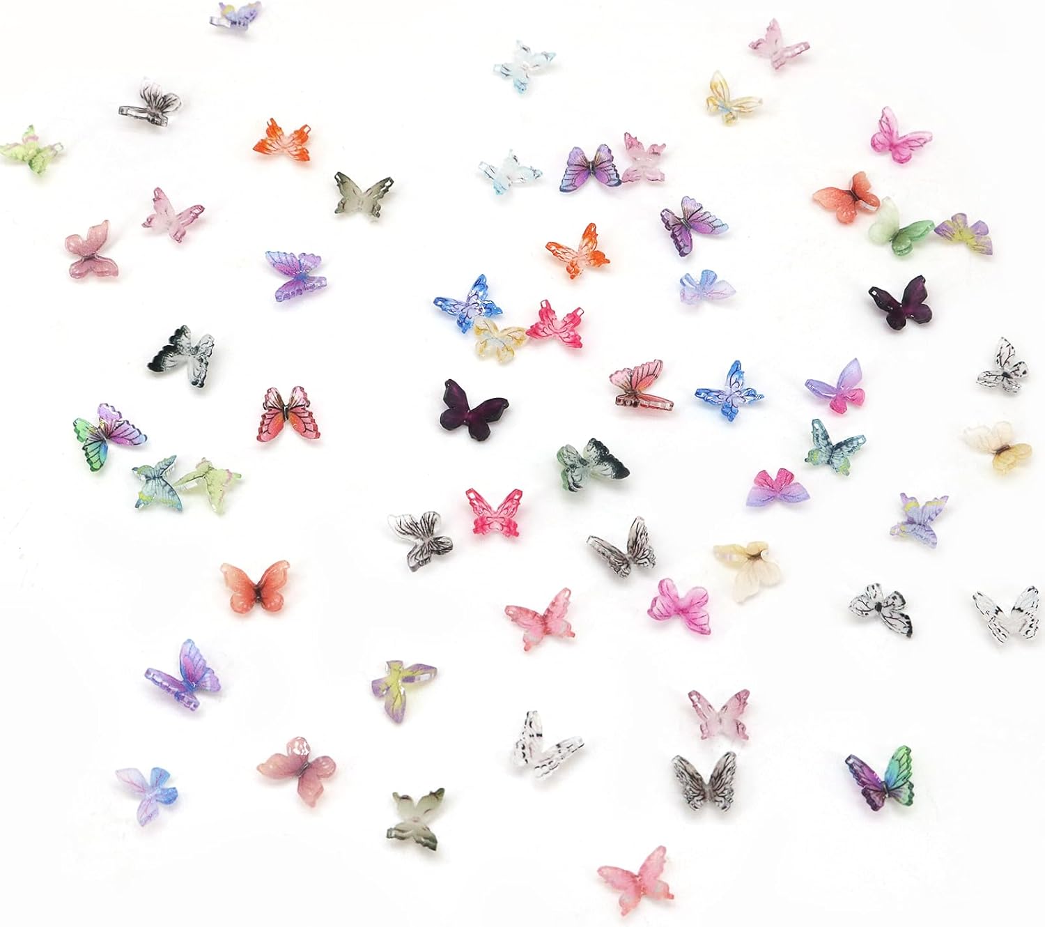 60Pcs Mini Resin Butterflies, Miniature Dollhouse Accessories Tiny Butterflies
