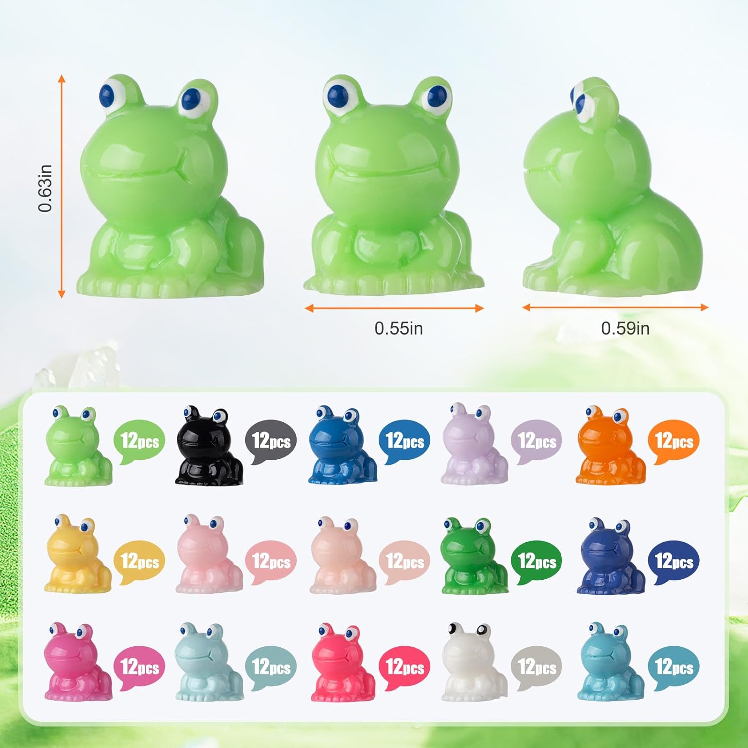 180 Pcs Mini Resin Frog Garden Decor Cute Green Figurines Miniature