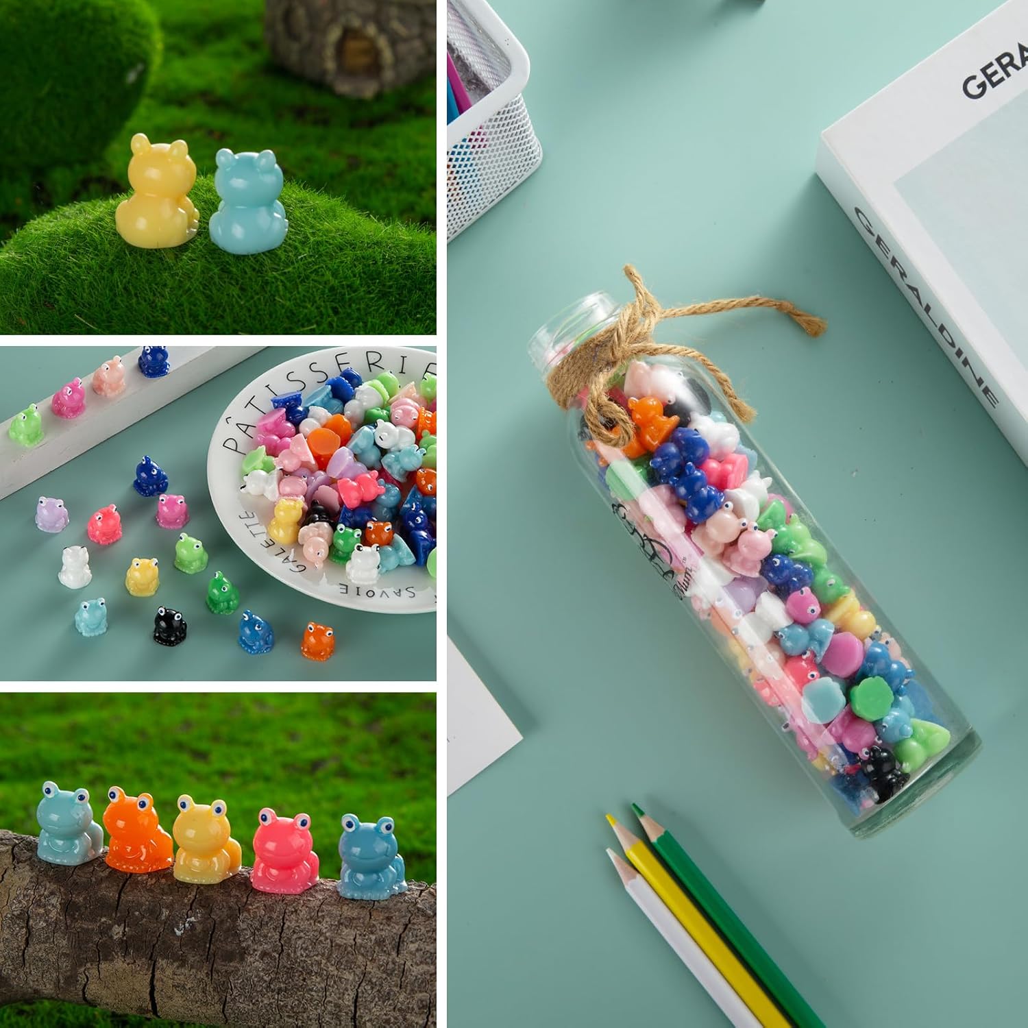 180 Pcs Mini Resin Frog Garden Decor Cute Green Figurines Miniature